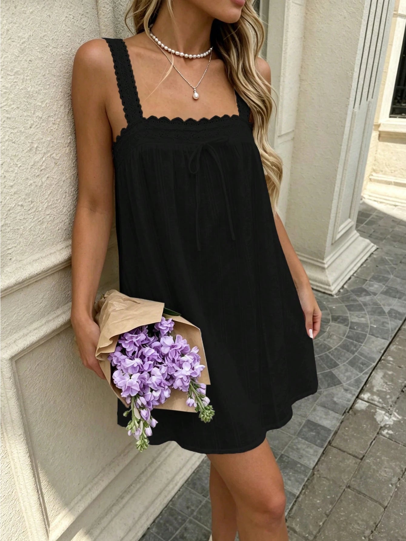 Women's Summer Casual Spaghetti Strap Dress, Suitable For Vacation