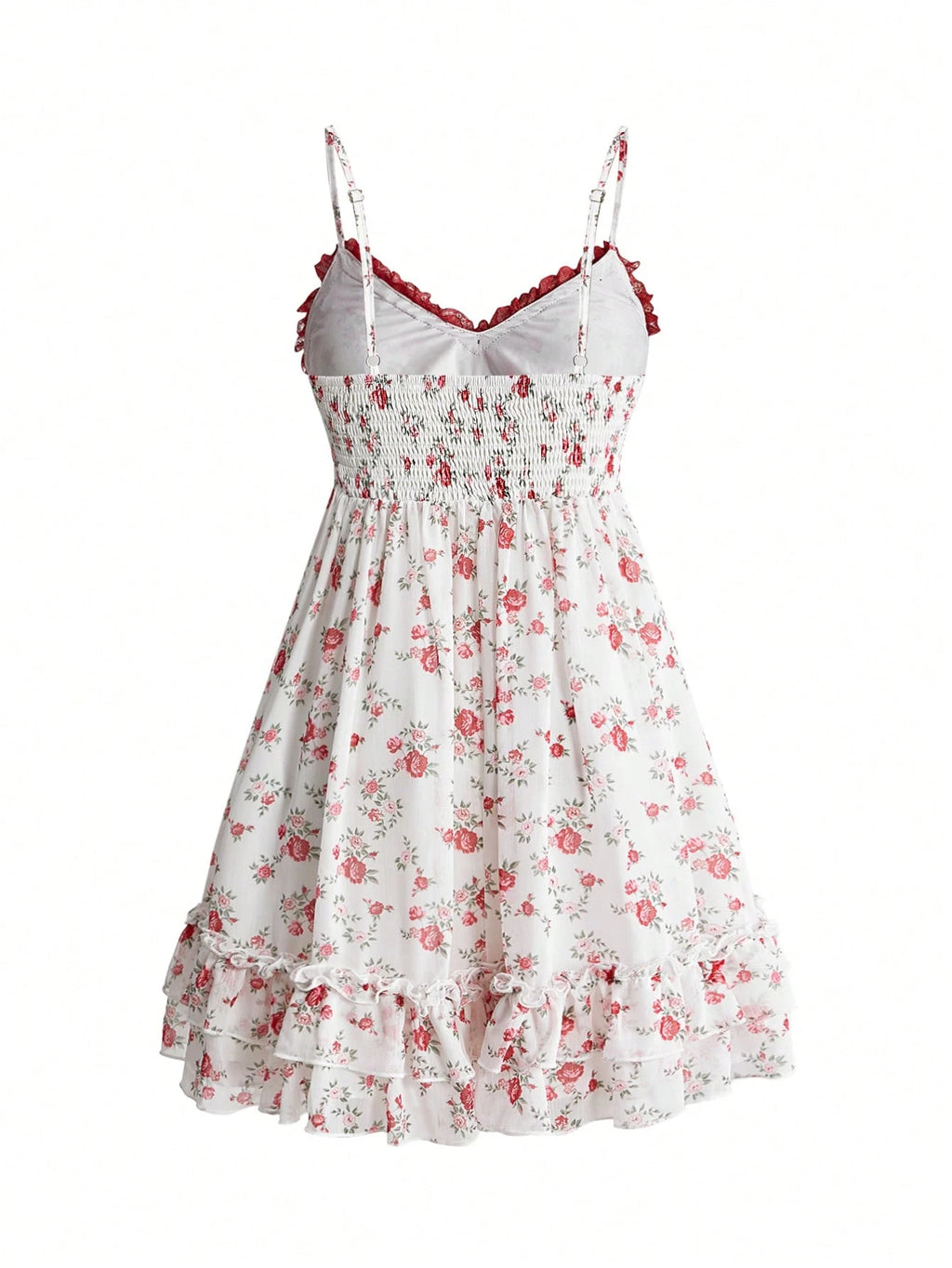 Goth Women's Lace Trim Lace-Up Ruched Casual Date Short Strap Dress