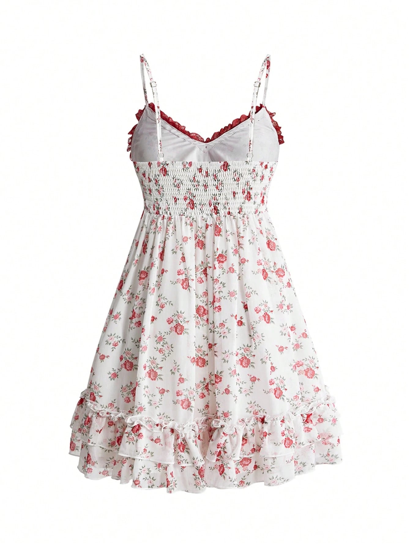 Goth Women's Lace Trim Lace-Up Ruched Casual Date Short Strap Dress