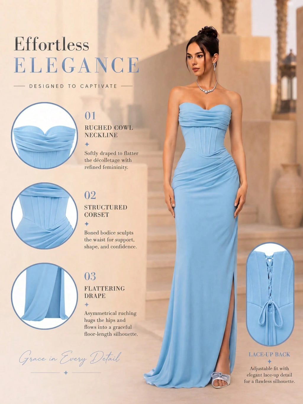 VIPGIRL Elegant Bridesmaid Dress: Strapless Fitted Satin Dress, Paired With Waist-Cinching Top And Draped - image 17