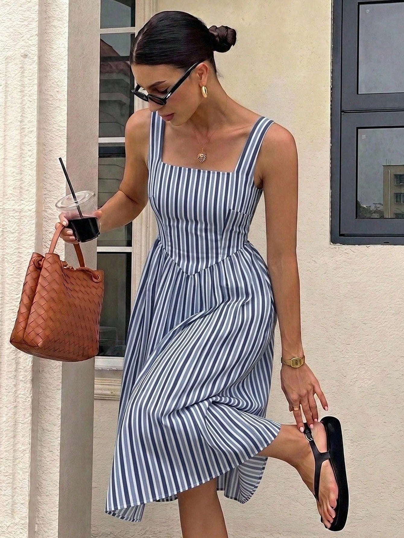 Siren Gaze Women's Mid-Length Dress, Casual Minimalist Vacation