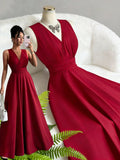 Elenzga New Vintage Spring/Summer French Style Elegant Fashionable Vacation Design Criss-Cross V-Neck