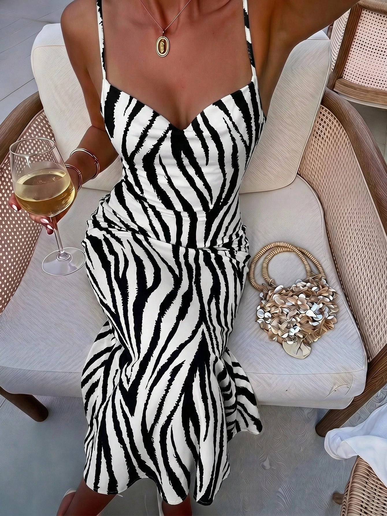 Aloruh Women's Leopard Print Pleated Sexy Date Party Midi Spaghetti Strap Dress - image 20