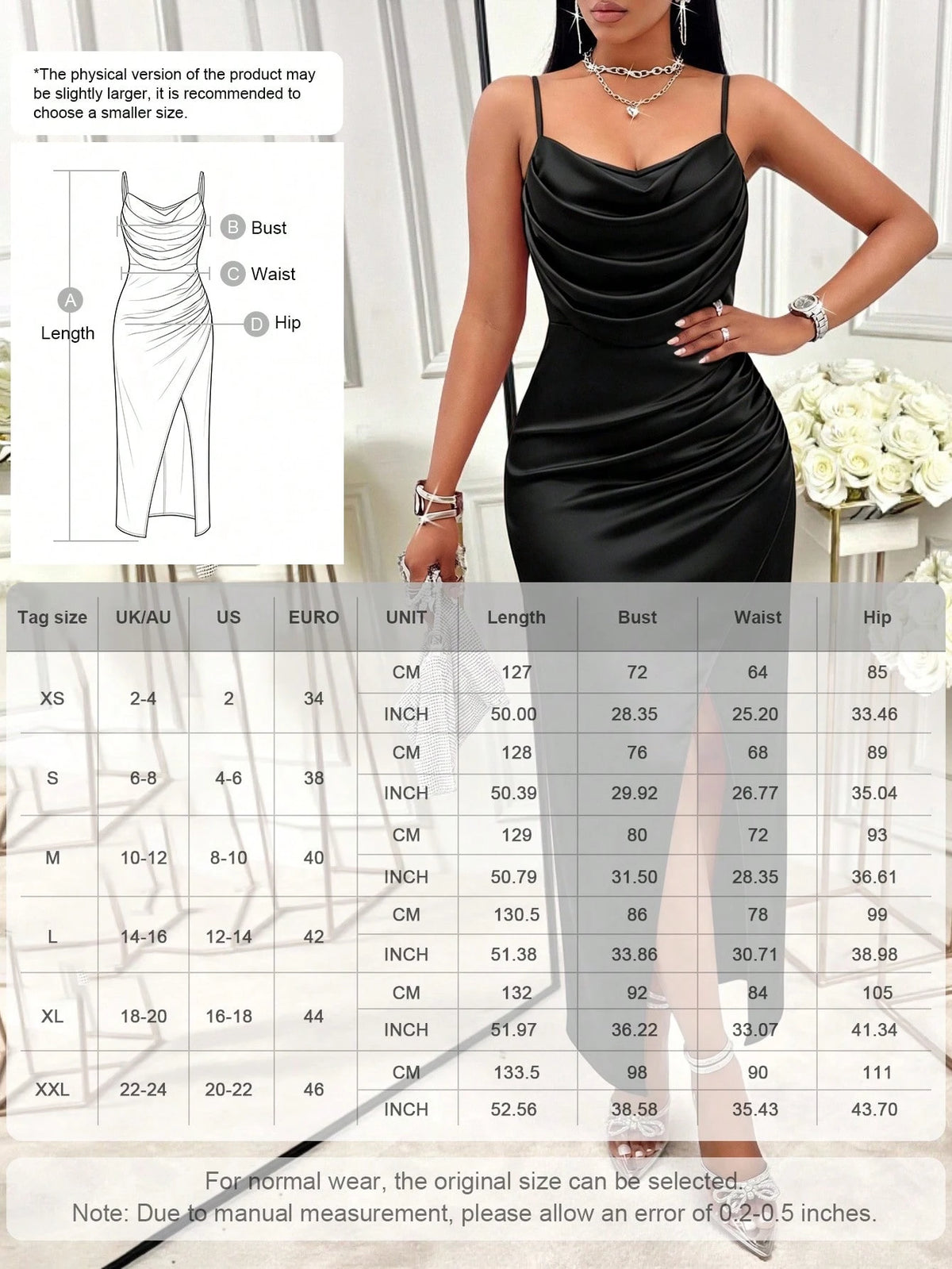 Amarilo Women's Pink Satin Midi Dress - Collar Dress With Shoulder Strap Pleat Details, Elegant Wedding Guest - image 8