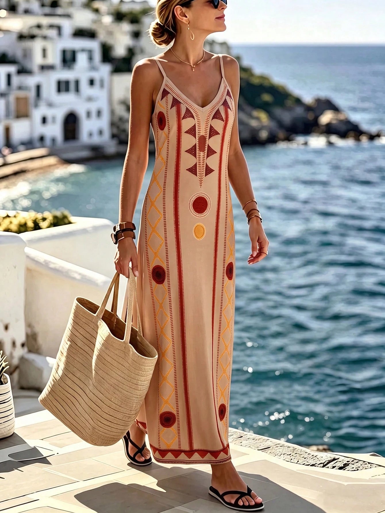 Selamara Women's Geometric Print Casual Party & Travel Spaghetti Strap Dress - image 11