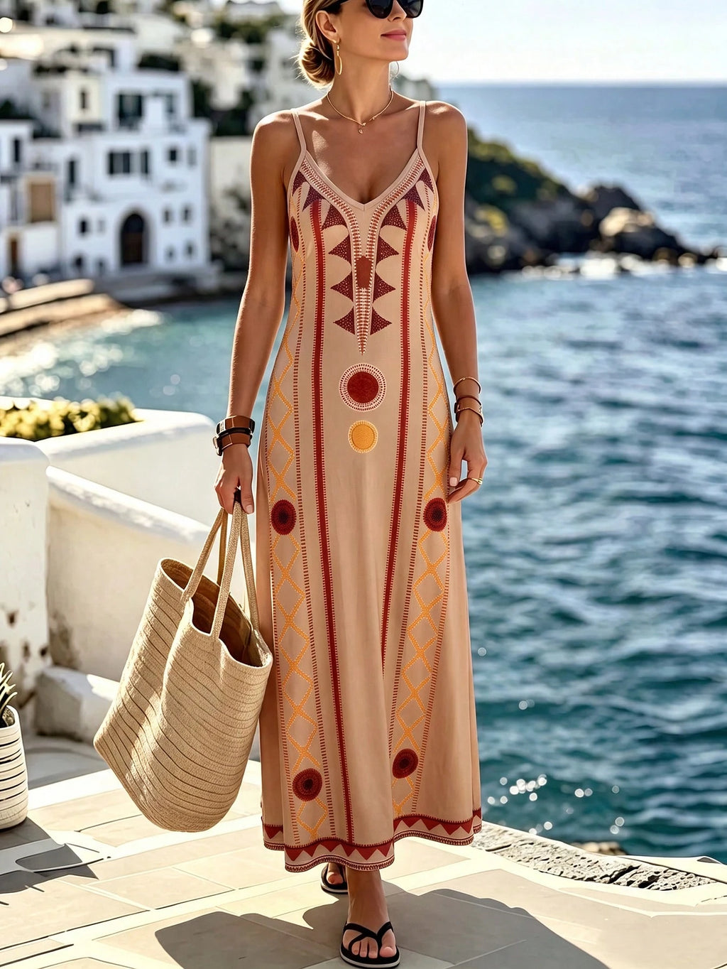 Selamara Women's Geometric Print Casual Party & Travel Spaghetti Strap Dress - image 13