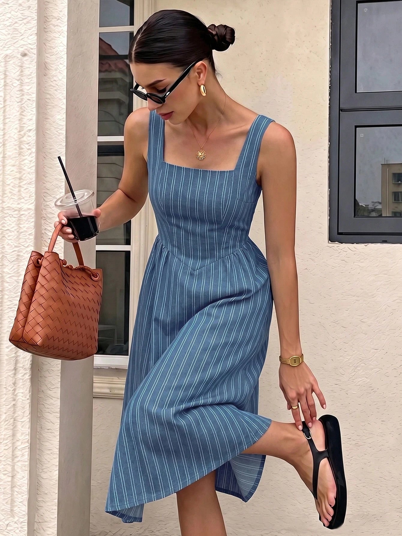 Siren Gaze Women's Mid-Length Dress, Casual Minimalist Vacation