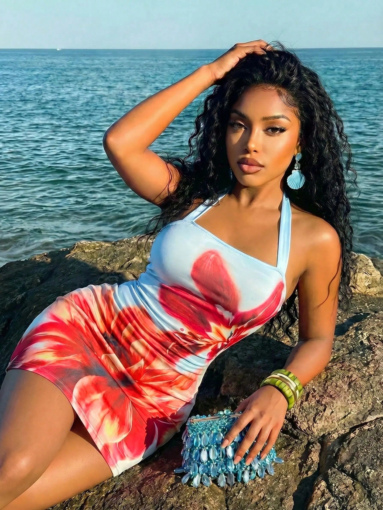 Slaydiva Floral Dresses For Women Floral Print Bodycon Halter Mini Dress,Summer Dresses For Women Bodycon - image 17