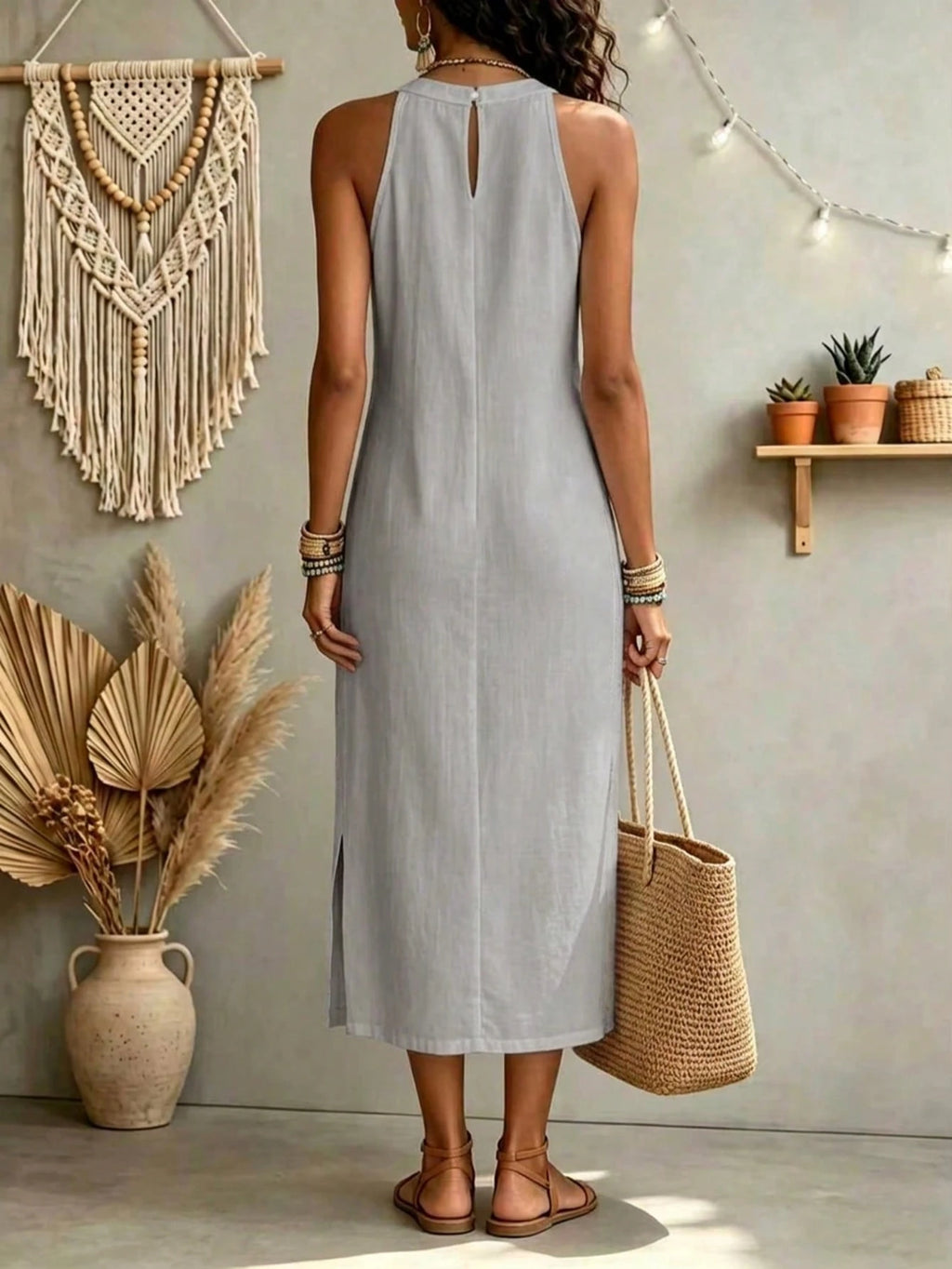 Women's Solid Color Fashion Halter Neck Sleeveless Elegant Casual