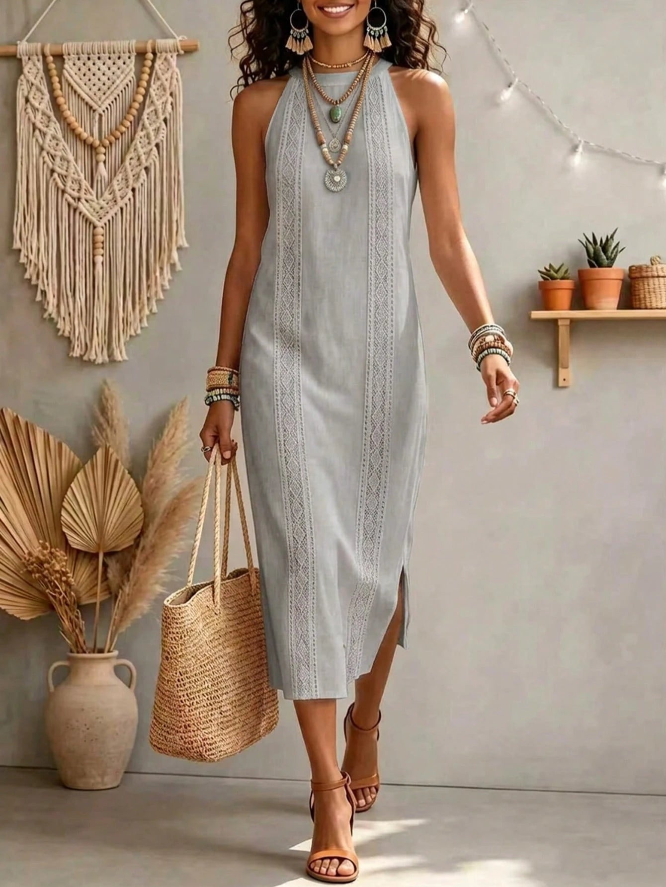 Women's Solid Color Fashion Halter Neck Sleeveless Elegant Casual