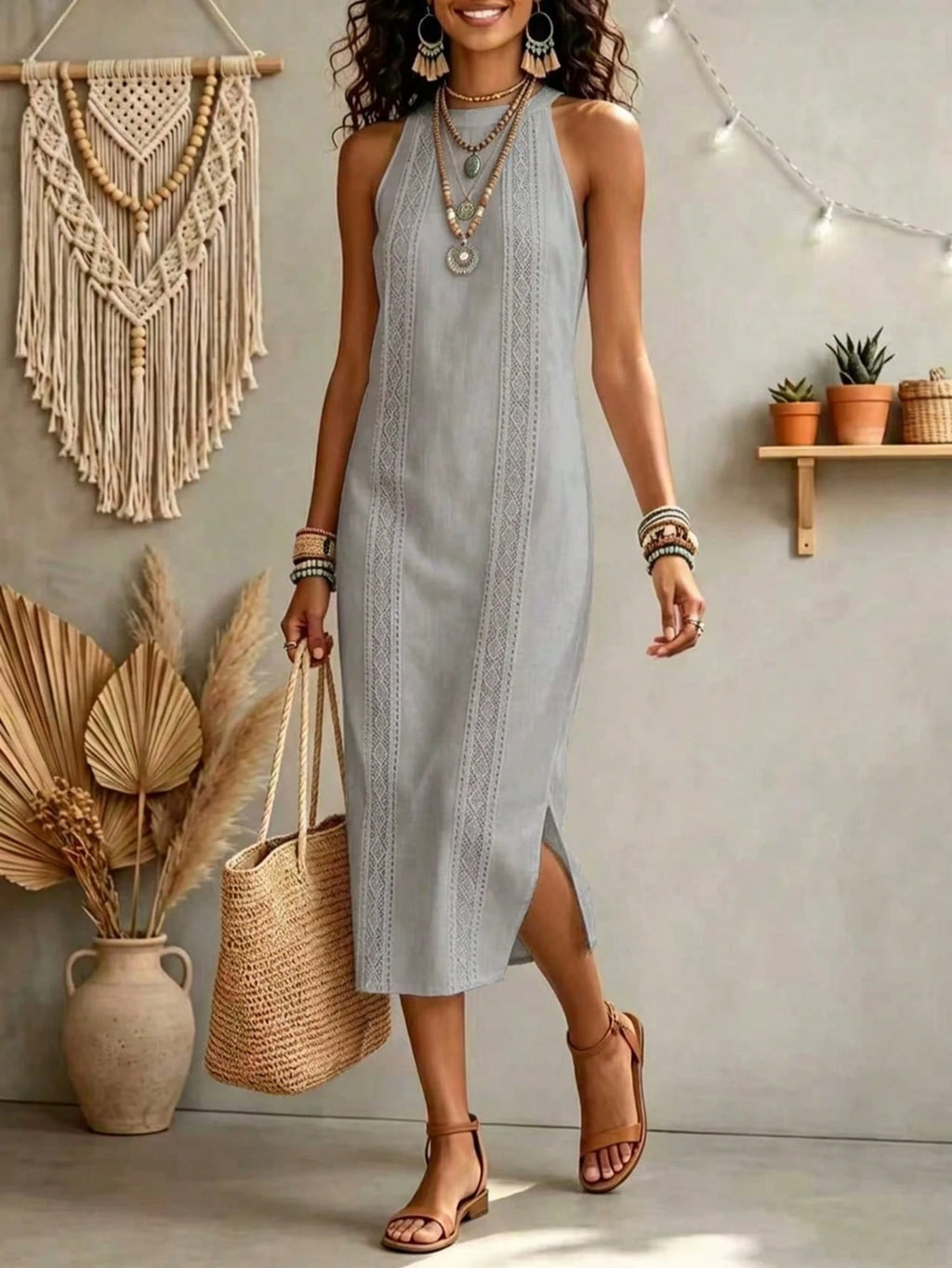 Women's Solid Color Fashion Halter Neck Sleeveless Elegant Casual