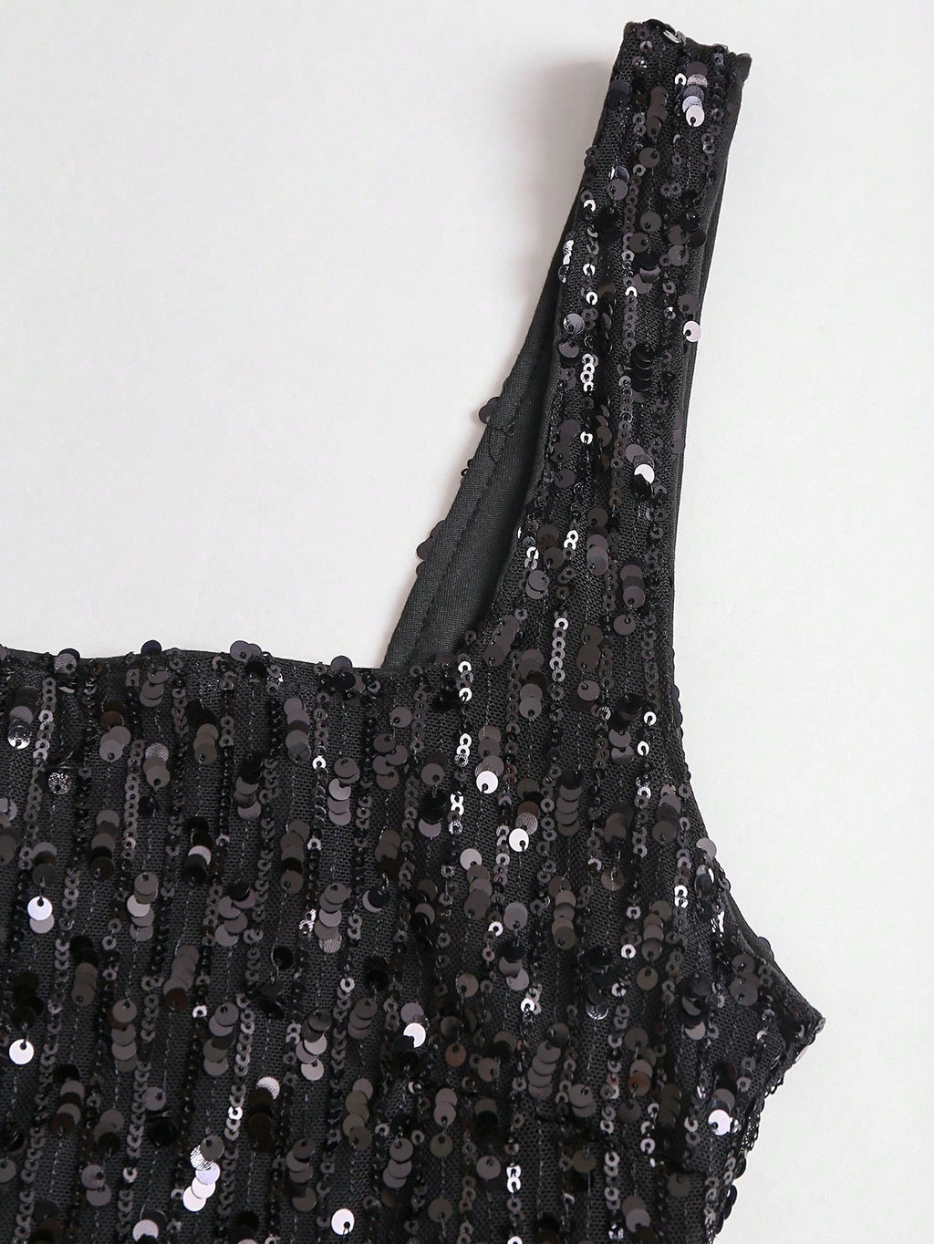 Sweetra Fashionable Sexy Backless Sequin Decor Square Neck Cinched