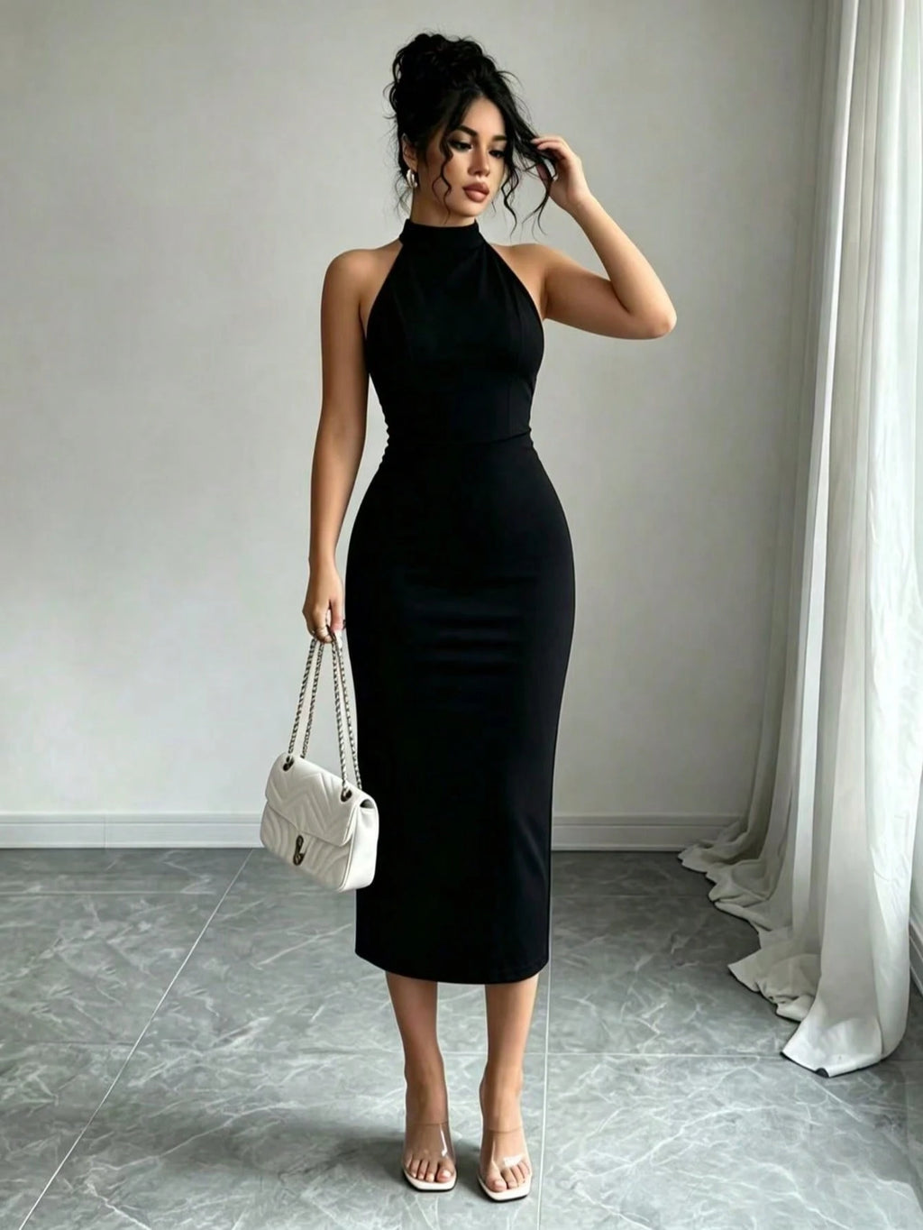 Elegant Solid Color Sexy Women's Off-Shoulder Summer Dress, Suitable
