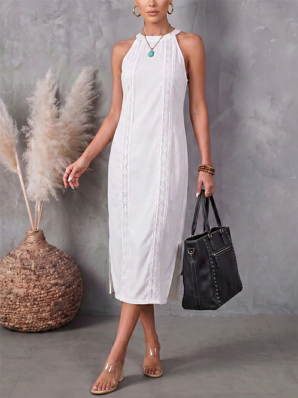 Women's Solid Color Fashion Halter Neck Sleeveless Elegant Casual