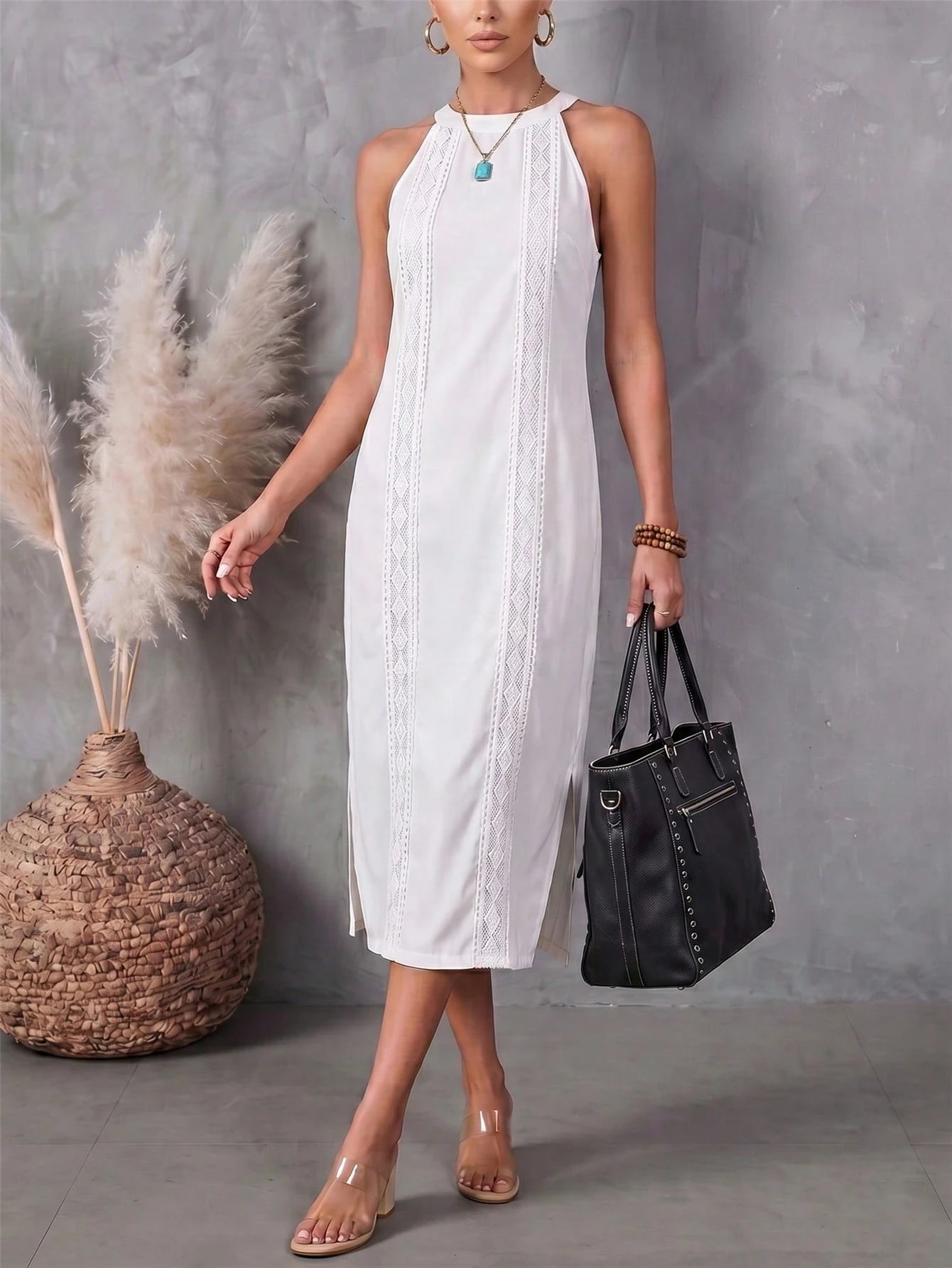 Women's Solid Color Fashion Halter Neck Sleeveless Elegant Casual