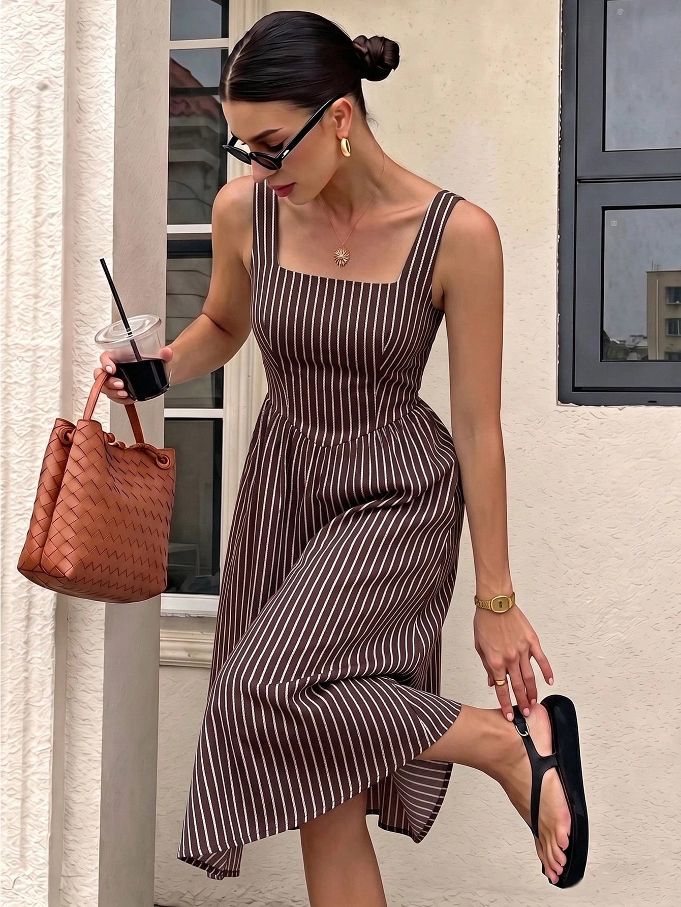 Siren Gaze Women's Mid-Length Dress, Casual Minimalist Vacation Bohemian Elegant Romantic Vintage Blue And - image 11