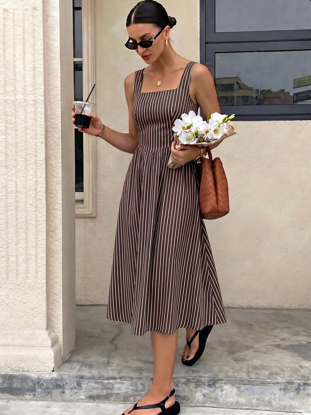 Siren Gaze Women's Mid-Length Dress, Casual Minimalist Vacation
