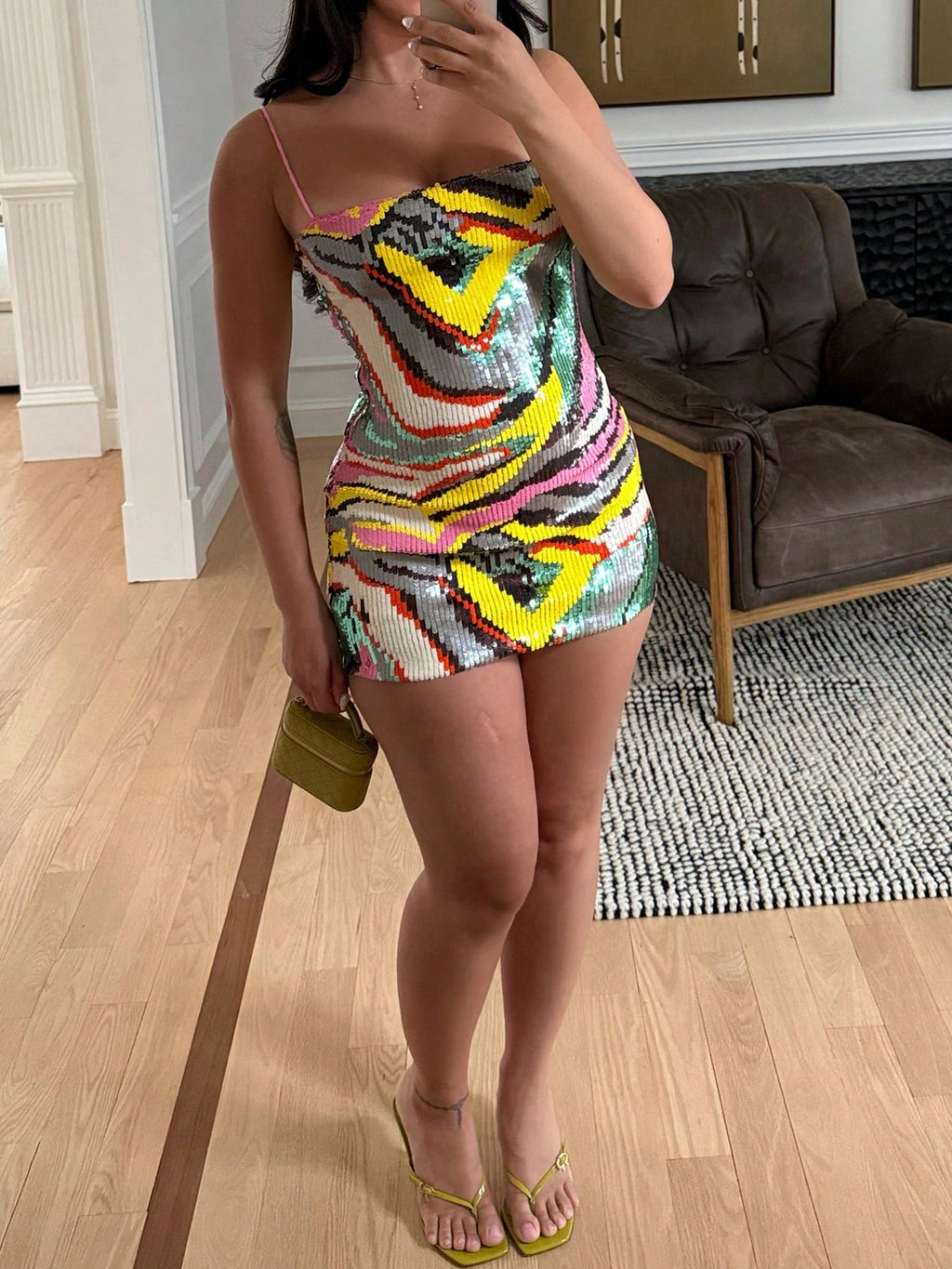 Glamorous Sleeveless Sequin Spaghetti Strap Mini Dress, Perfect For A Party Night Or Night Out - image 3