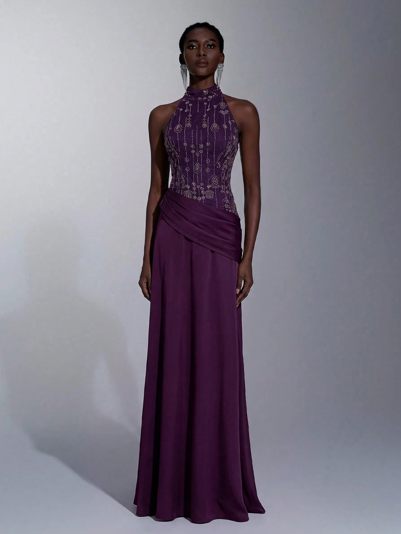 Elitara Elegant, , Fashionable Green Sequin Embroidered Satin