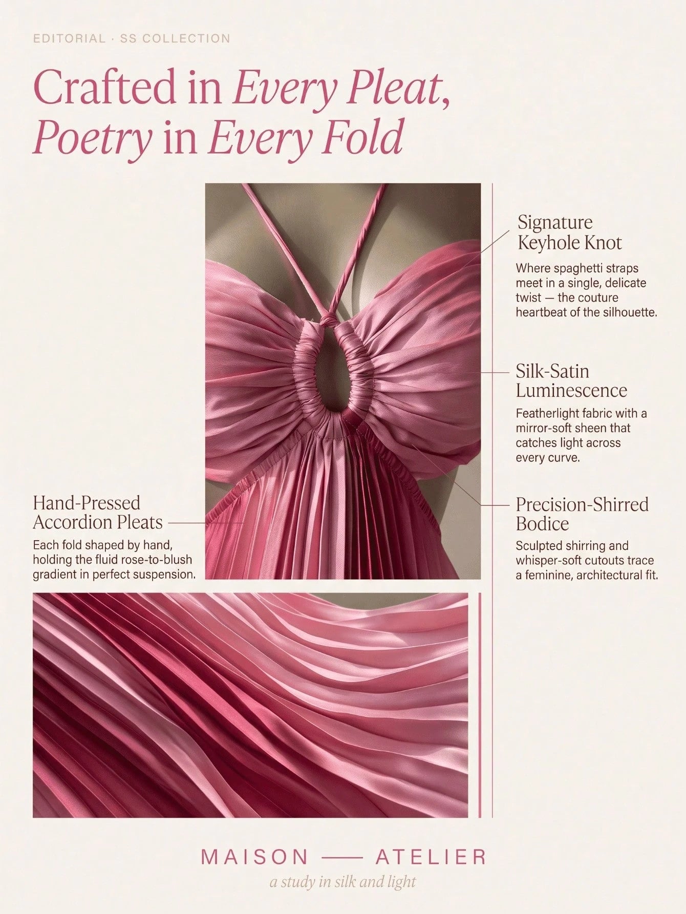 Women's Stunning Pink Ombre Pleated Long Cami Maxi Dress Sleeveless