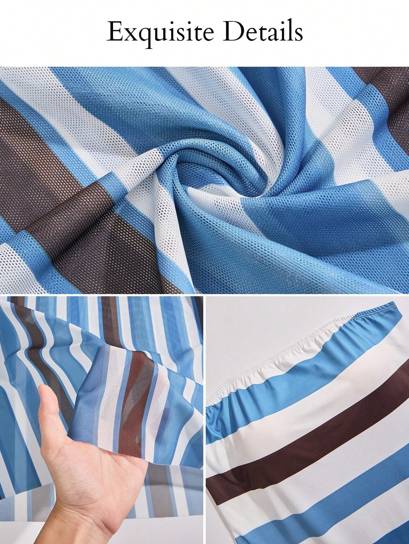 Brilight Elegant Striped Print Fitted Strapless Maxi Dress For