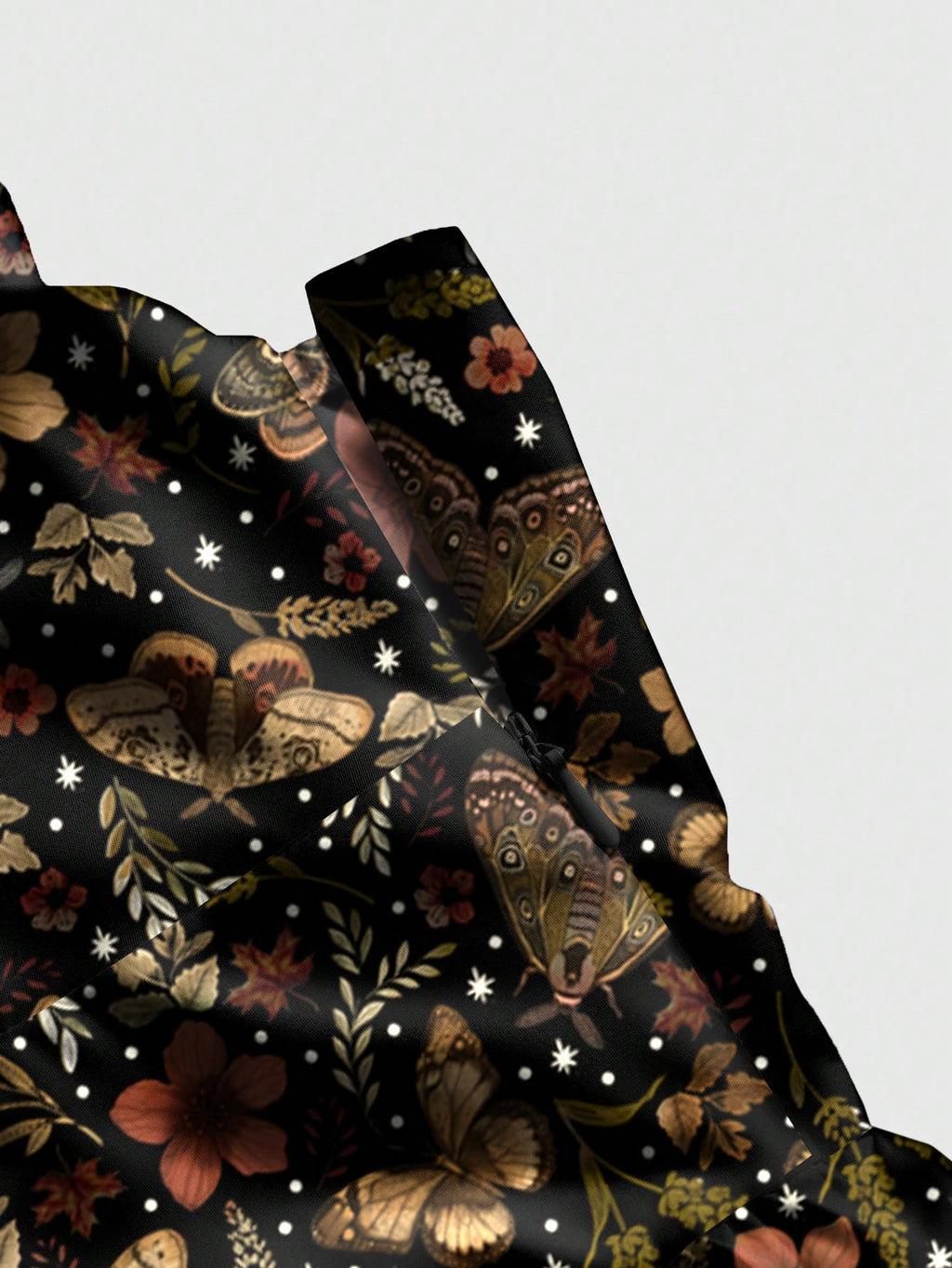 Fairycore Spring/Summer Vacation Flower Black Romantic Bohemian Butterfly, Moth, Leaf Print Sleeveless - image 7