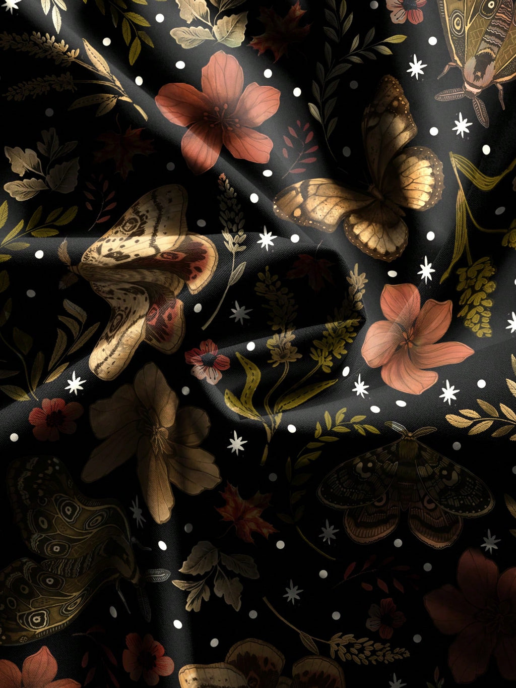 Fairycore Spring/Summer Vacation Flower Black Romantic Bohemian Butterfly, Moth, Leaf Print Sleeveless - image 8