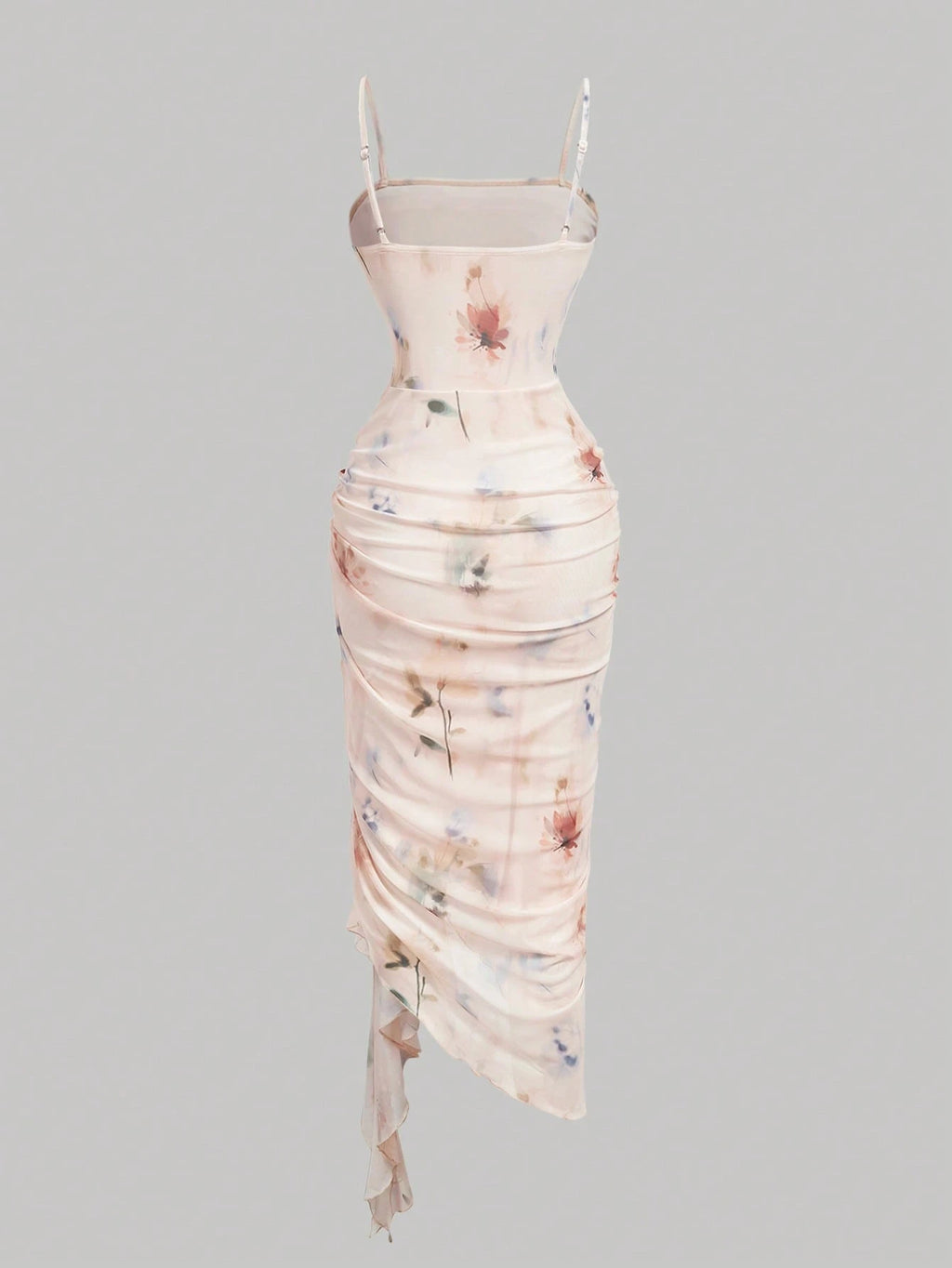 Skyraze Women's Floral Print Sleeveless Midi Dress With Ruffle Hem,