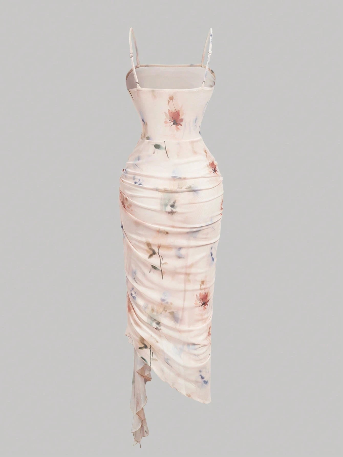 Skyraze Women's Floral Print Sleeveless Midi Dress With Ruffle Hem,