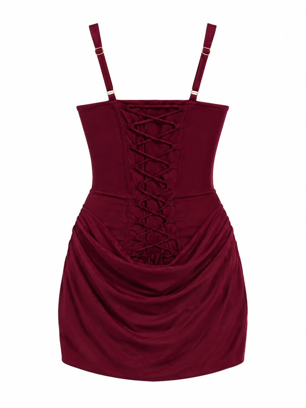 Square Neck Sleeveless Ruched Bodycon Mini Dress, High Waisted Lace