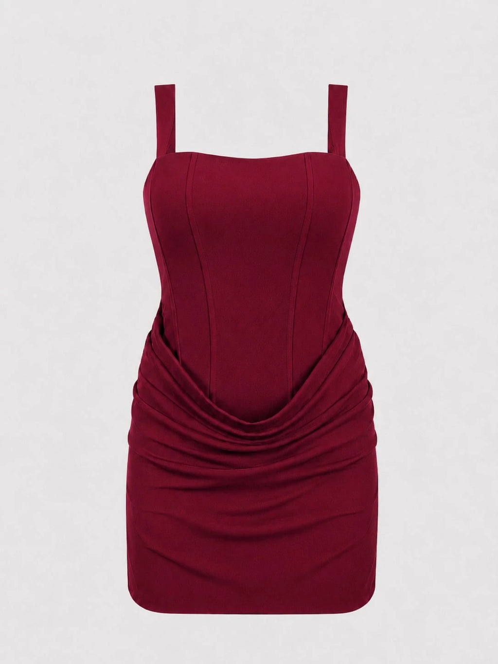 Square Neck Sleeveless Ruched Bodycon Mini Dress, High Waisted Lace
