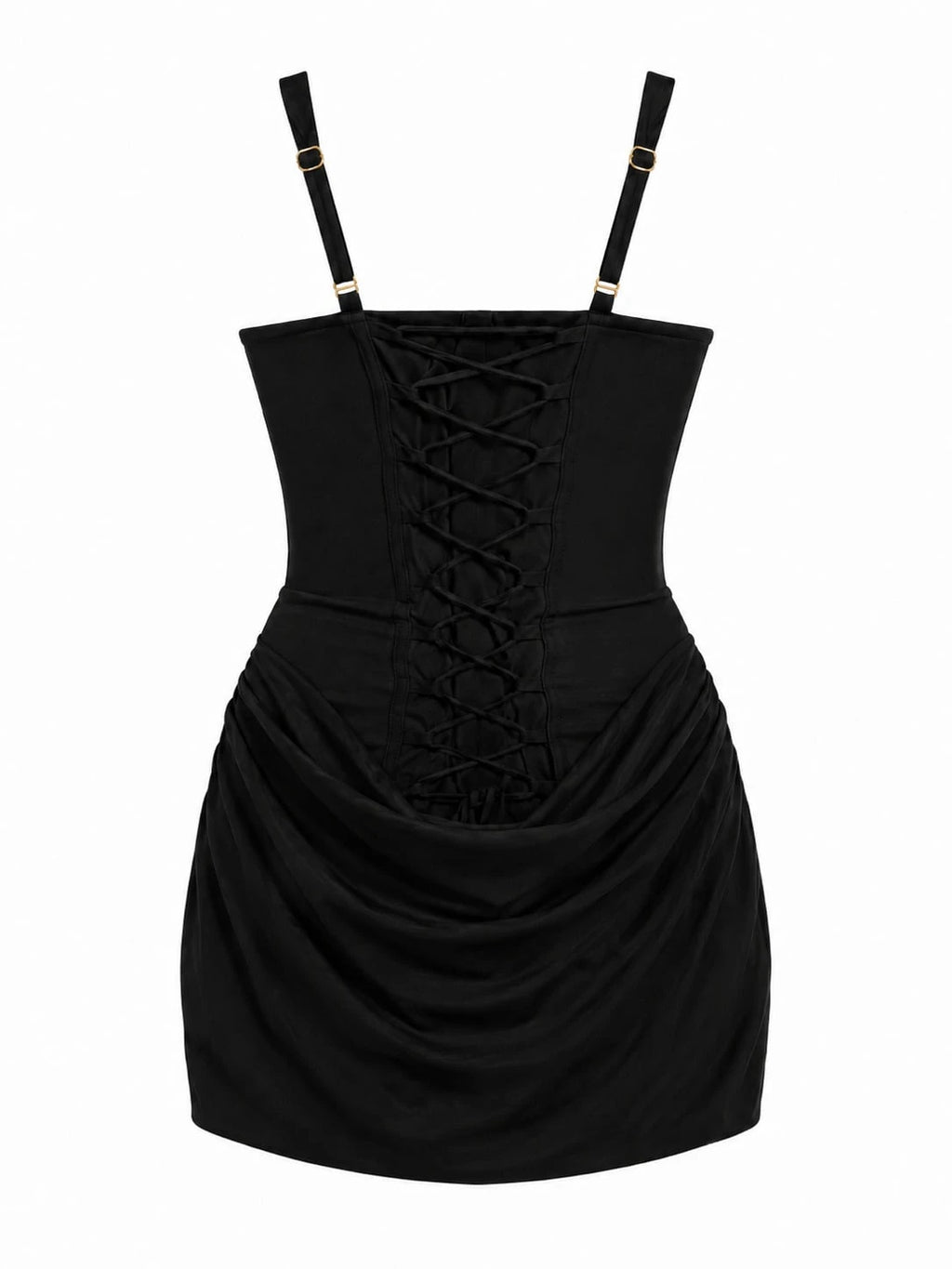 Square Neck Sleeveless Ruched Bodycon Mini Dress, High Waisted Lace