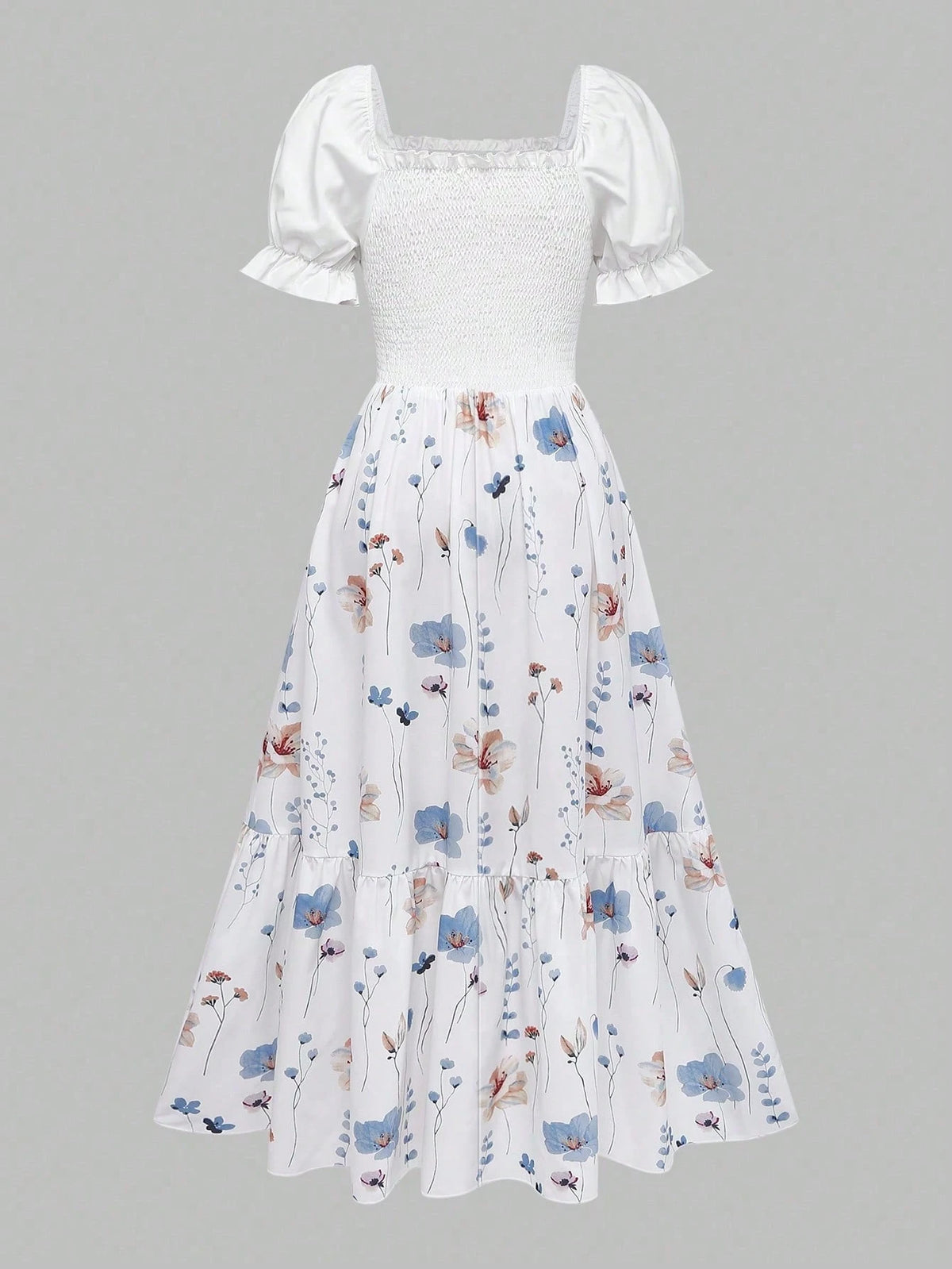 Women's Summer Vacation Floral Bright Print Waist Patchwork Dress, Elegant Waist Dress, Suitable For - image 16