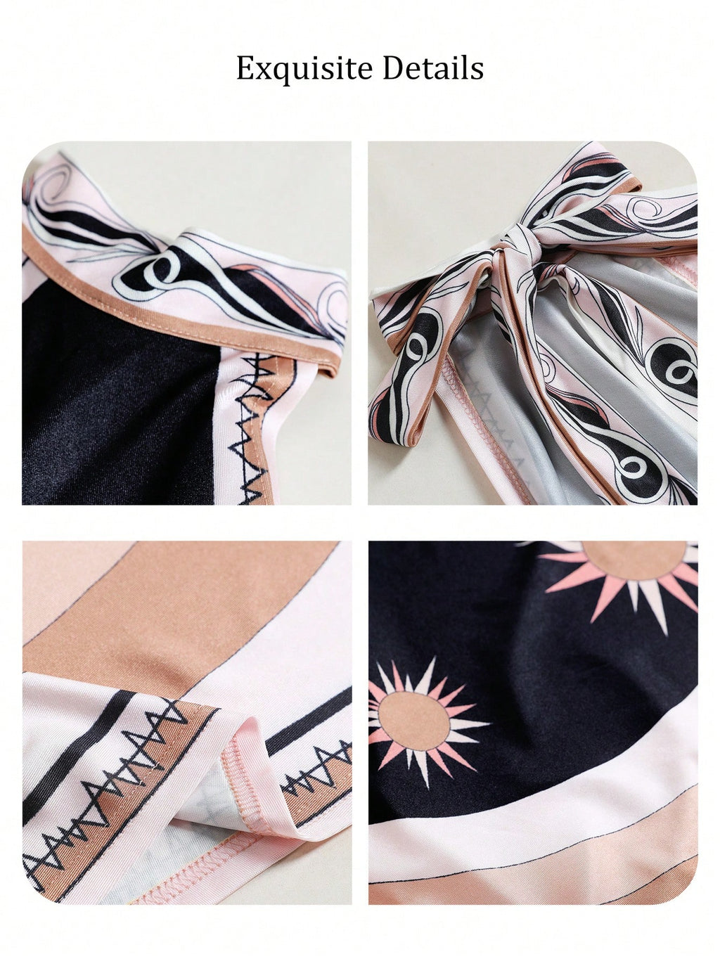 Summer Black Background Pink Floral Print Wrap Strap Dress,