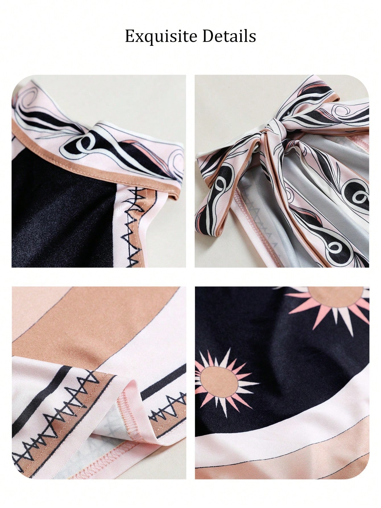Summer Black Background Pink Floral Print Wrap Strap Dress,