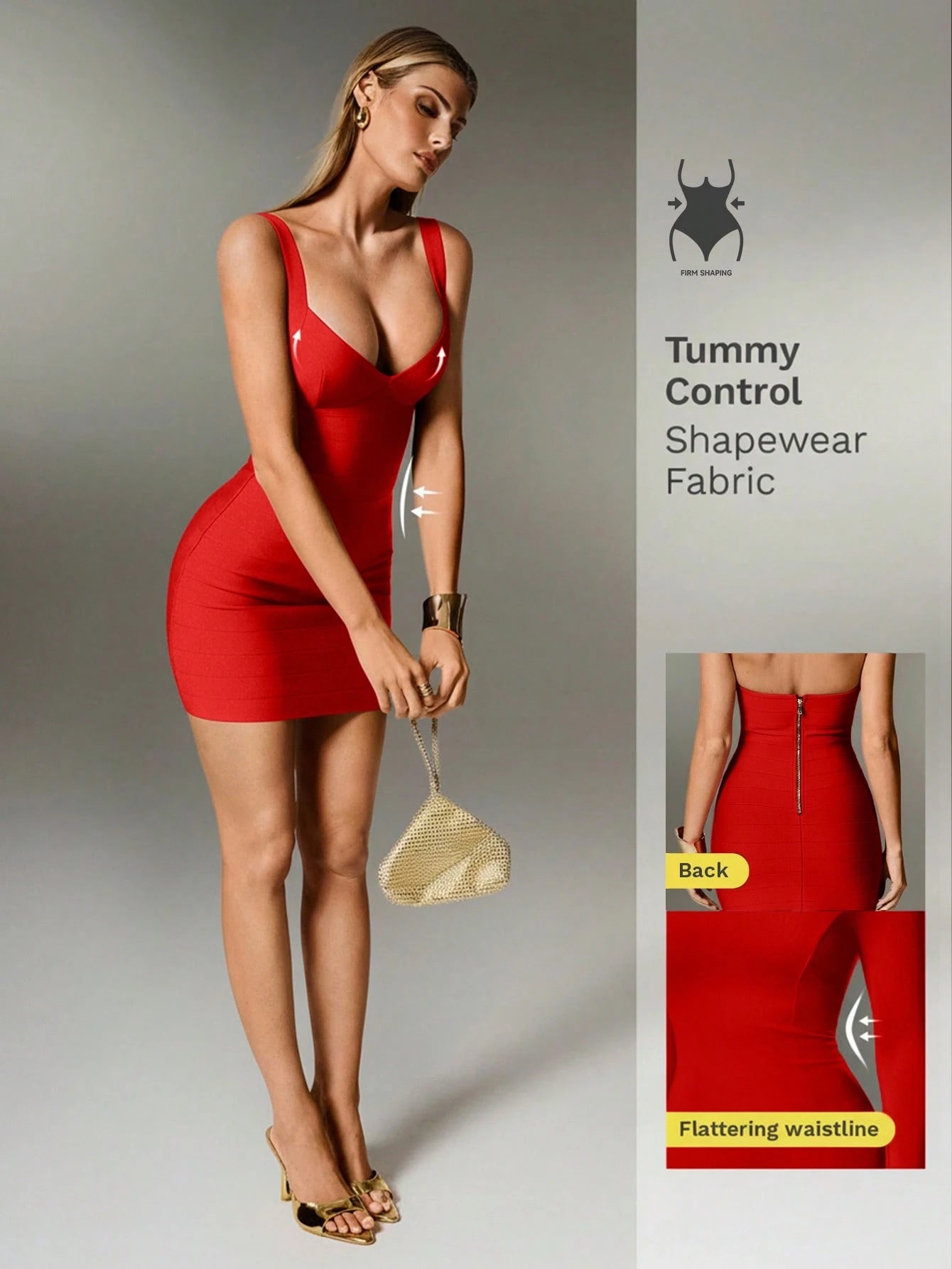 Nuvra Bandage Sage Green Knit Spaghetti Strap Sleeveless Bodycon Mini