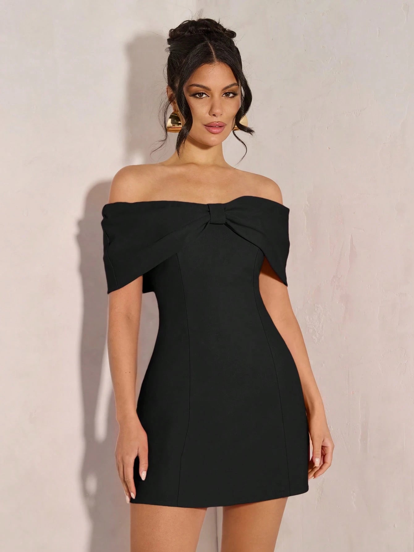 BAE Women's Elegant Open Shoulder Bowknot Cocktail Dress, Suitable For Party, Date Night, Clubbing In Autumn - image 6