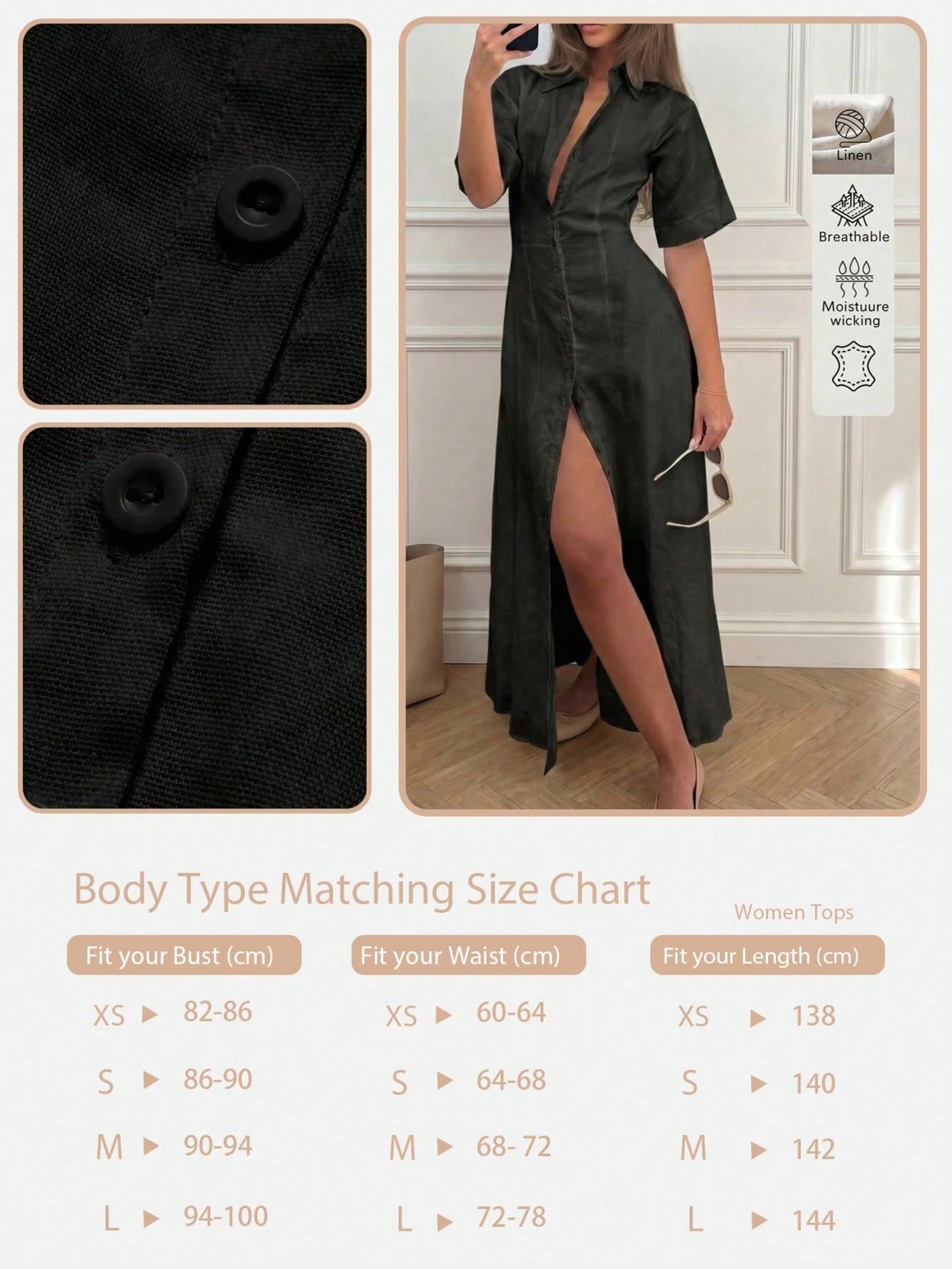 Elegant Linen Casual Commute Minimalist Office Daily Linen Dress, Summer Dresses, Elegant Dresses For Women, - image 18