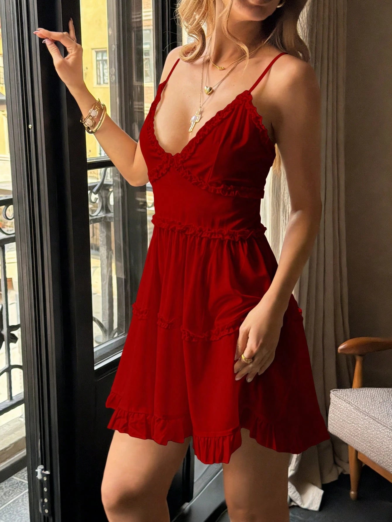 Summer Vacation Outfits Women White Halter Neck Ruffle Tiered Mini