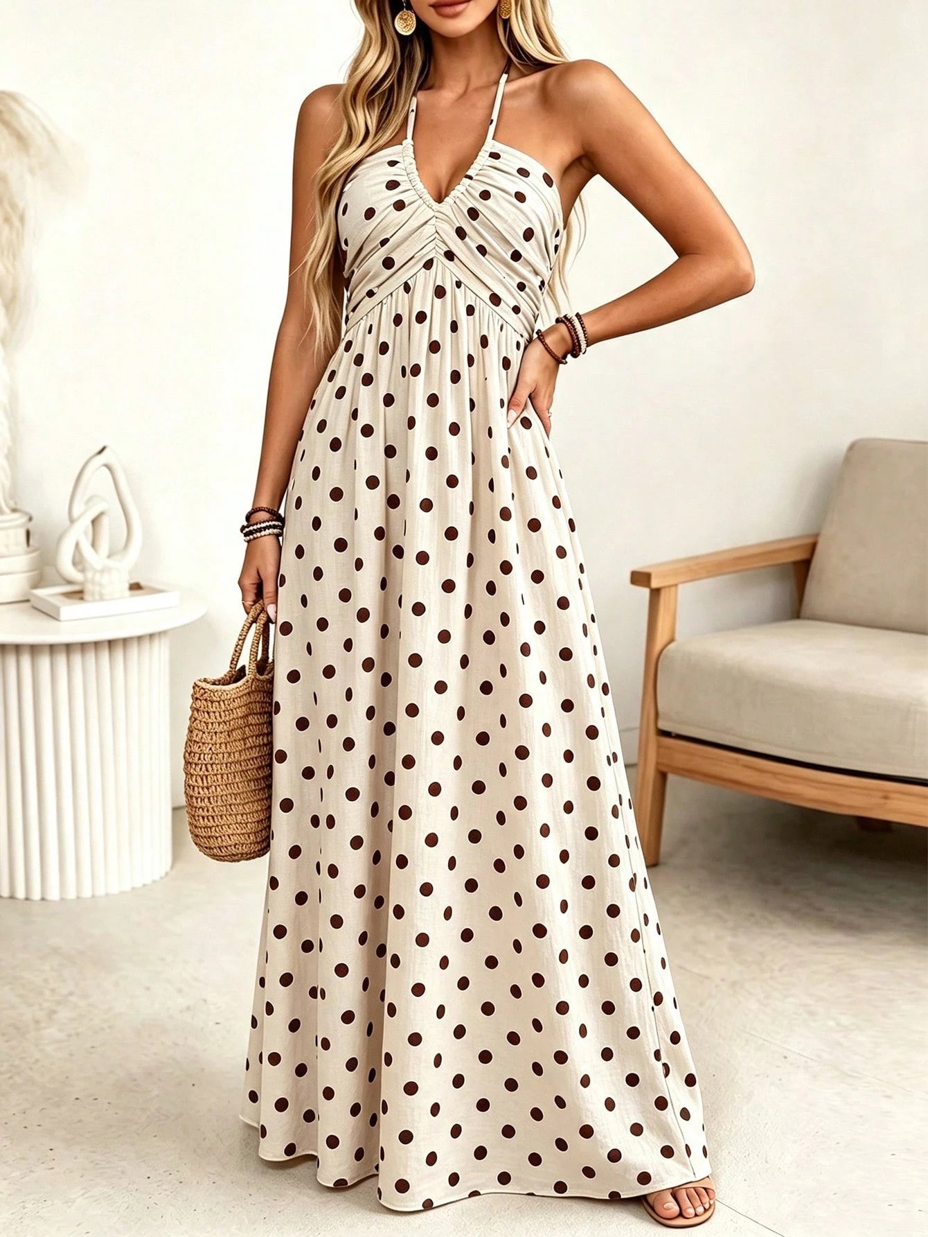 Wandoria Women's Spring/Summer Brown Single-Thread Slub Linen Blend