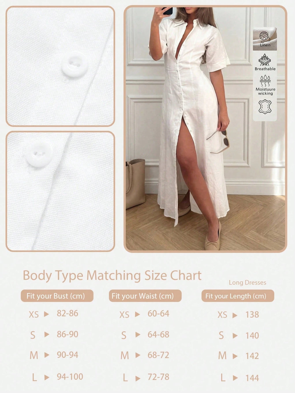 Elegant Linen Casual Commute Minimalist Office Daily Linen Dress, Summer Dresses, Elegant Dresses For Women, - image 9