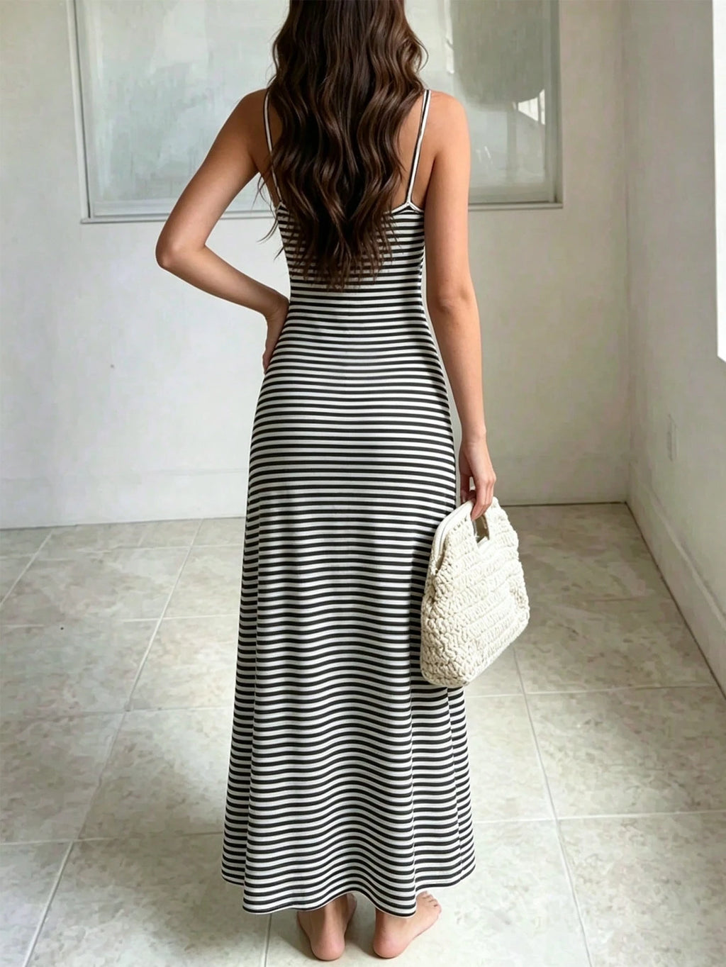 INAWLY Solva Women's Casual Striped Fitted Camisole Dress