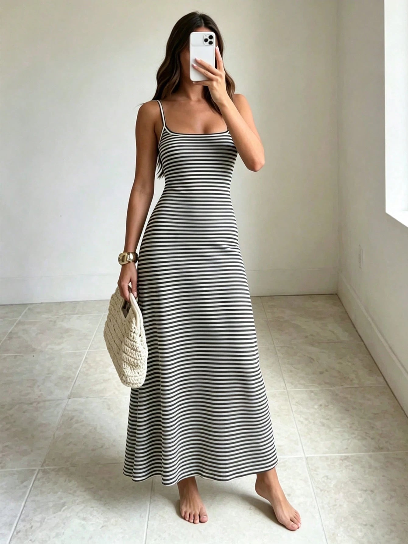INAWLY Solva Women's Casual Striped Fitted Camisole Dress - image 5