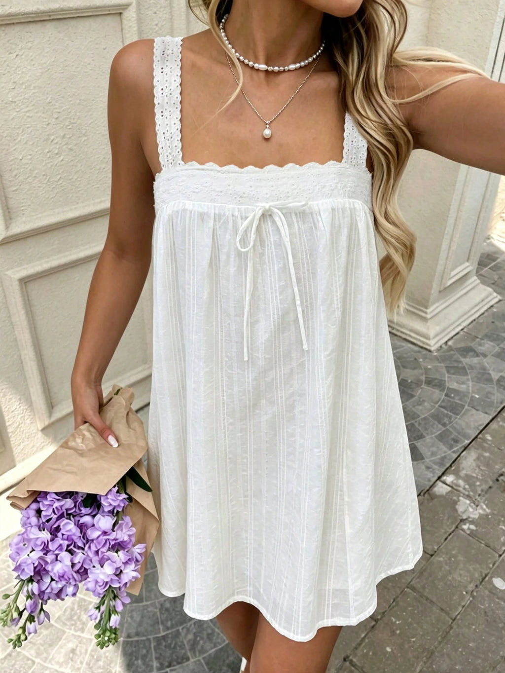 Women's Summer Casual Spaghetti Strap Dress, Suitable For Vacation