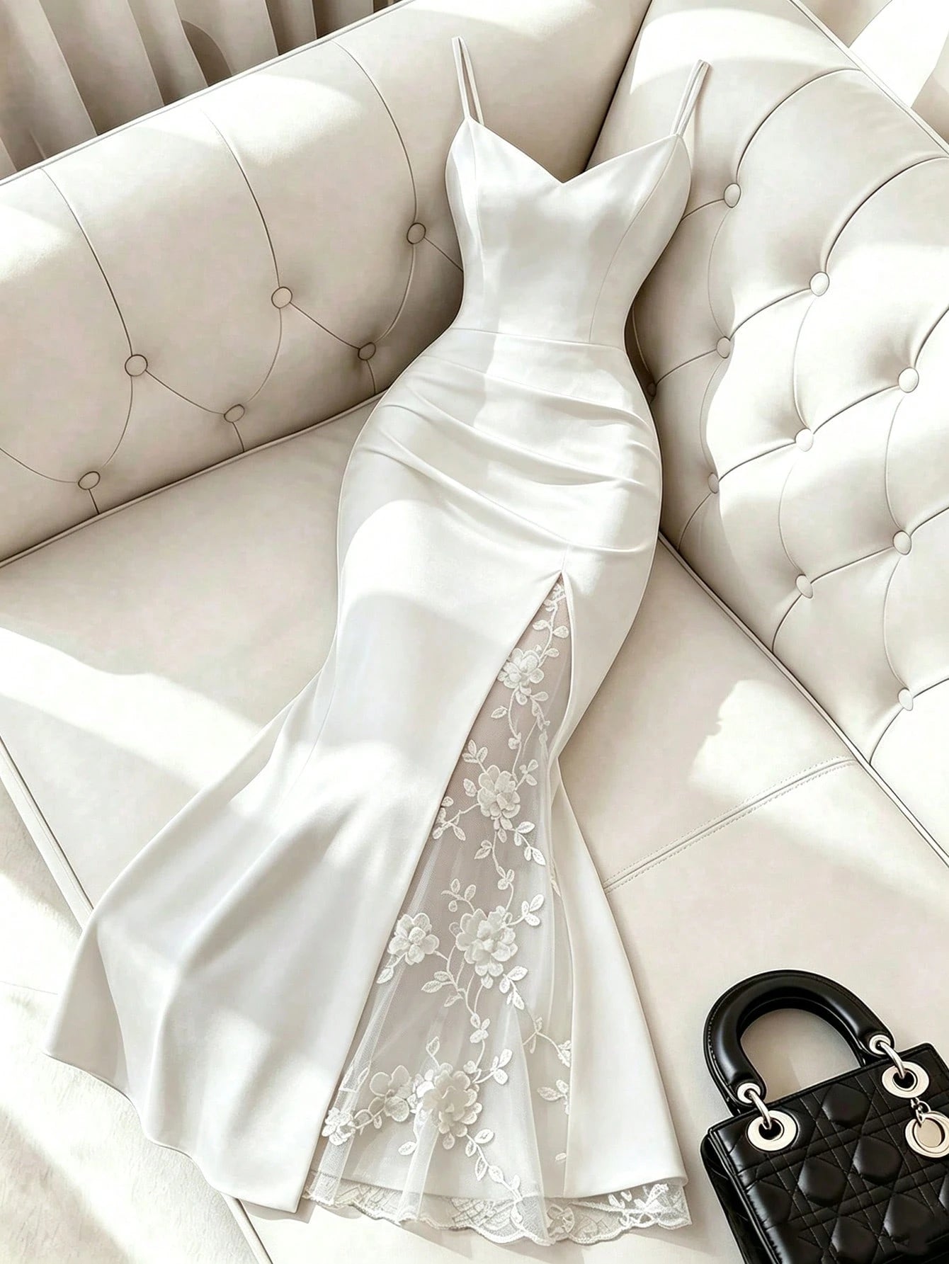Franclia Women's White Floral Summer Elegant Wedding Guest Spaghetti