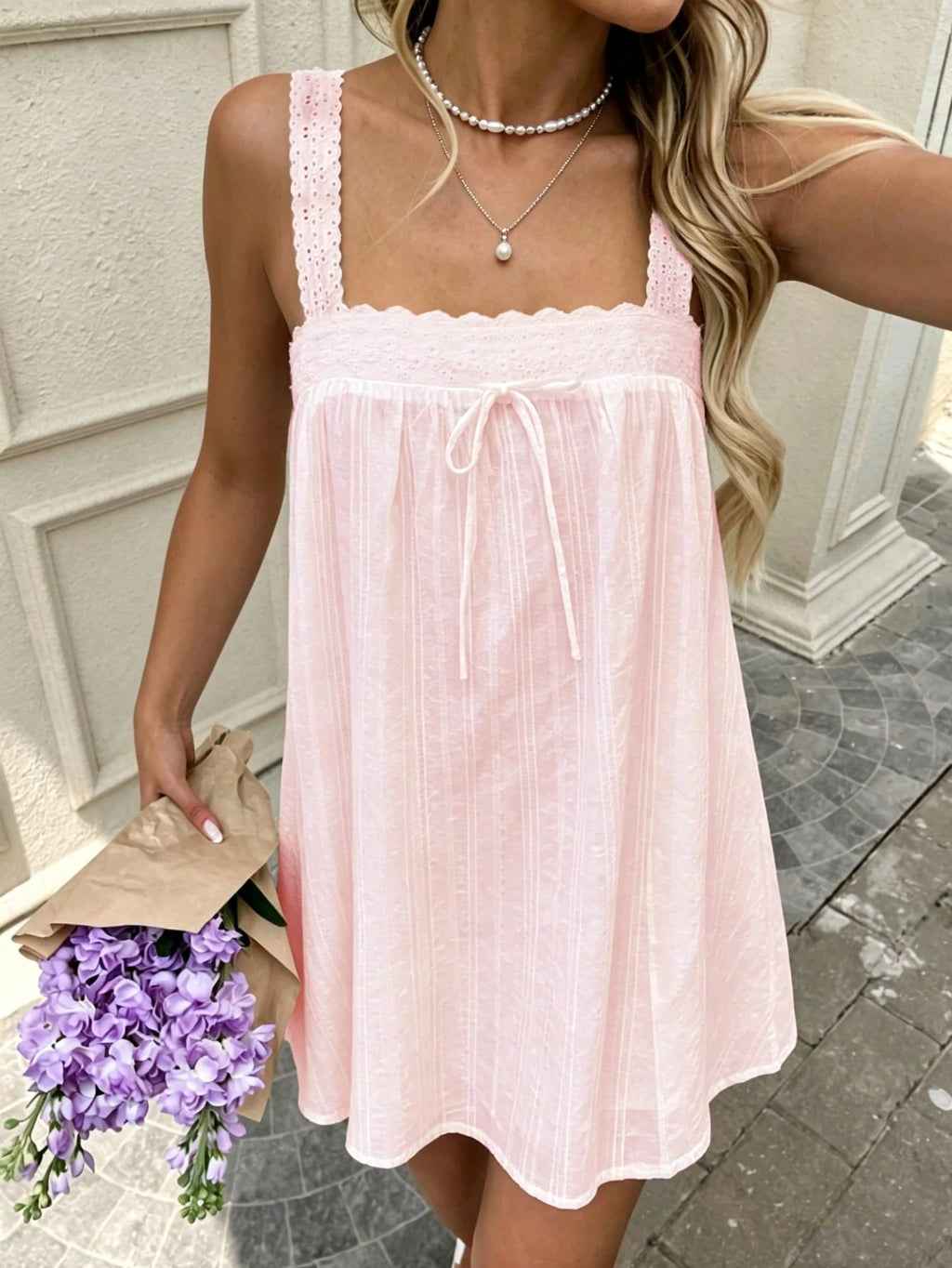 Women's Summer Casual Spaghetti Strap Dress, Suitable For Vacation