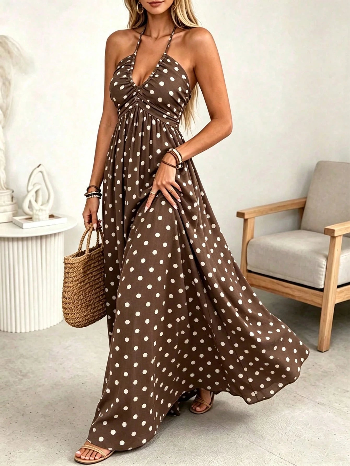 Wandoria Women's Spring/Summer Brown Single-Thread Slub Linen Blend