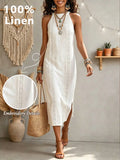 Women's Solid Color Fashion Halter Neck Sleeveless Elegant Casual