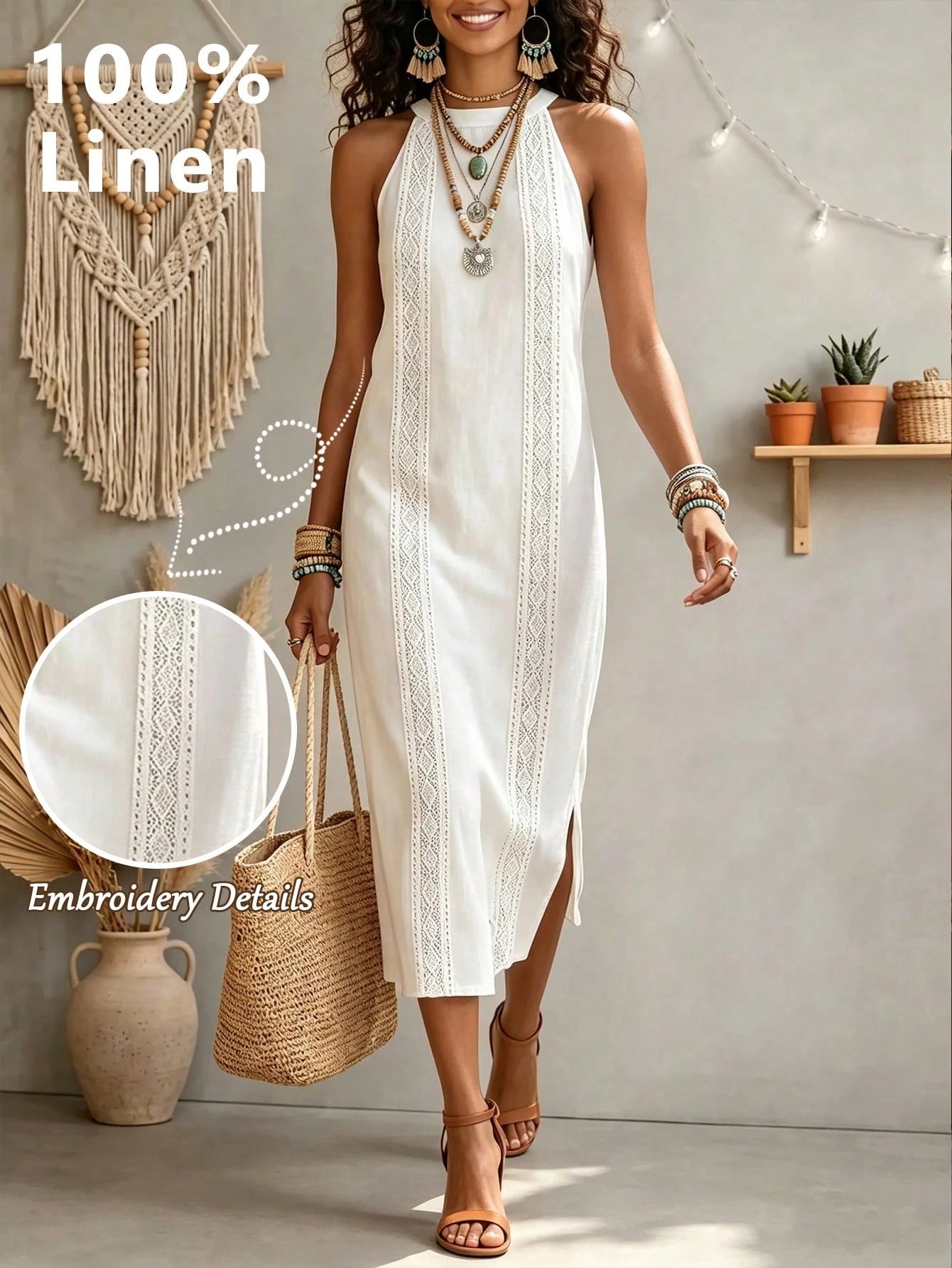 Women's Solid Color Fashion Halter Neck Sleeveless Elegant Casual