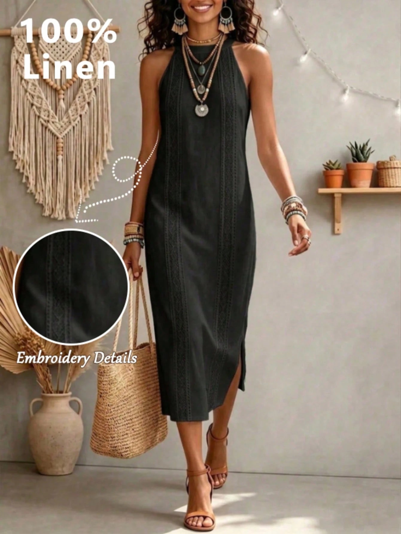 Women's Solid Color Fashion Halter Neck Sleeveless Elegant Casual